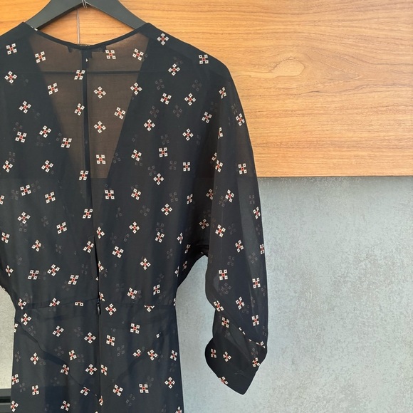 Maje Ritunia Black Long Sleeves Sheet Asymmetrical Dress, Size 2 - Picture 11 of 13